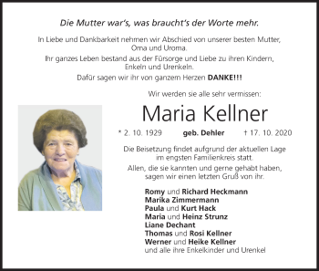 Anzeige von Maria Kellner von MGO