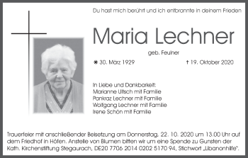 Anzeige von Maria Lechner von MGO