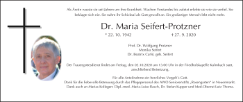 Anzeige von Maria Seifert-Protzner von MGO