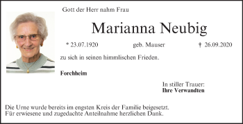 Anzeige von Marianna Neubig von MGO