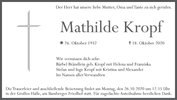 Anzeige von Mathilde Kropf von MGO