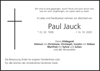 Anzeige von Paul Jauck von MGO