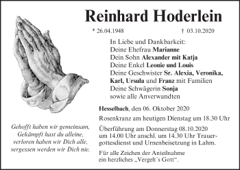 Anzeige von Reinhard Hoderlein von MGO