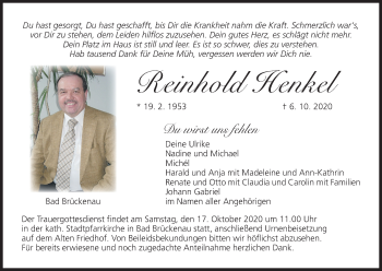 Anzeige von Reinhold Henkel von MGO