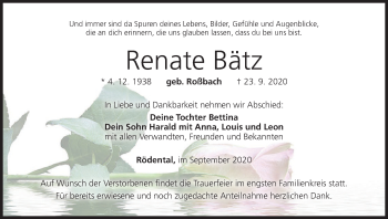 Anzeige von Renate Bätz von MGO