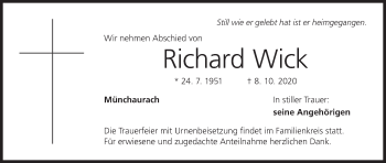 Anzeige von Richard Wick von MGO