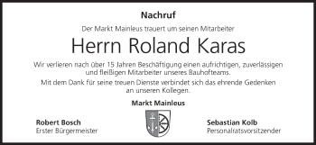 Anzeige von Roland Karas von MGO