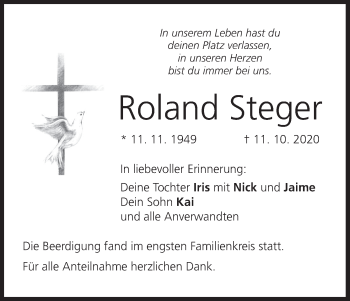 Anzeige von Roland Steger von MGO