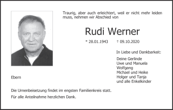 Anzeige von Rudi Werner von MGO