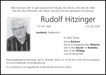 Anzeige von Rudolf Hitzinger von MGO
