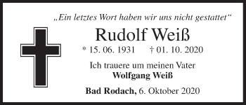 Anzeige von Rudolf Weiß von MGO