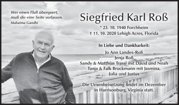 Anzeige von Siegfried Karl Roß von MGO