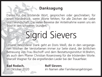 Anzeige von Sigrid Sievers von MGO
