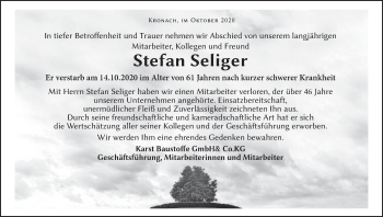 Anzeige von Stefan Seliger von MGO