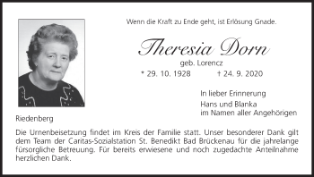 Anzeige von Theresia Dorn von MGO