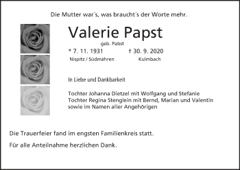 Anzeige von Valerie Papst von MGO