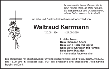 Anzeige von Waltraud Kerrmann von MGO