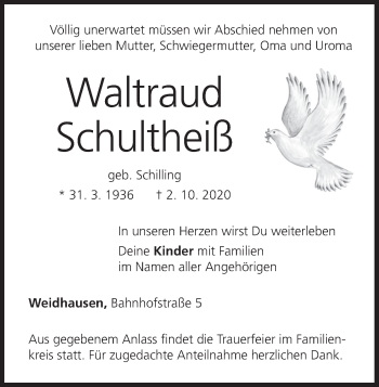 Anzeige von Waltraud Schultheiß von MGO