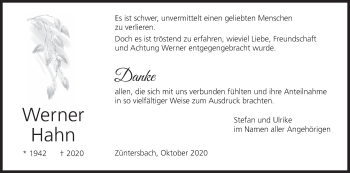 Anzeige von Werner Hahn von MGO