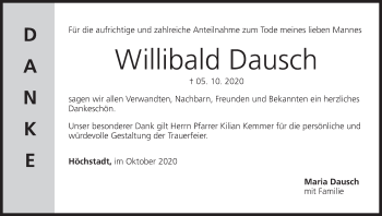 Anzeige von Willibald Dausch von MGO