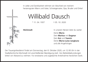 Anzeige von Willibald Dausch von MGO