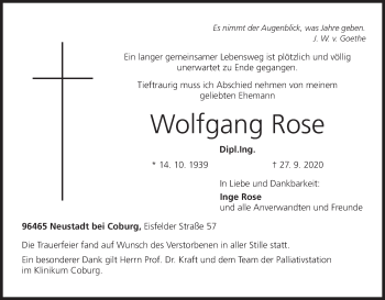 Anzeige von Wolfgang Rose von MGO