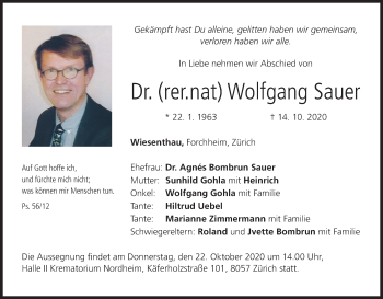 Anzeige von Wolfgang Sauer von MGO