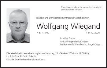 Anzeige von Wolfgang Wiegand von MGO