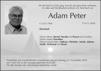 Anzeige von Adam Peter von MGO