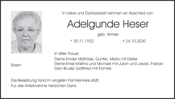 Anzeige von Adelgunde Heser von MGO