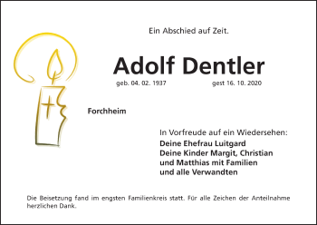 Anzeige von Adolf Dentler von MGO