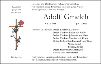 Anzeige von Adolf Gmelch von MGO