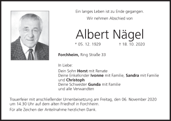 Anzeige von Albert Nägel von MGO