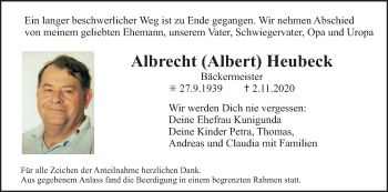Anzeige von Albrecht  Heubeck von MGO