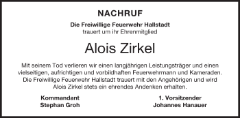 Anzeige von Alois Zirkel von MGO