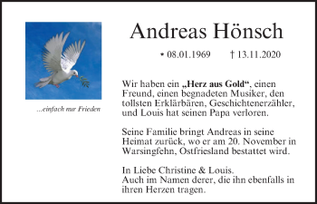 Anzeige von Andreas Hönsch von MGO