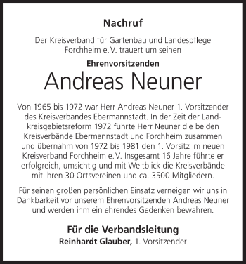 Anzeige von Andreas Neuner von MGO