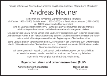 Anzeige von Andreas Neuner von MGO