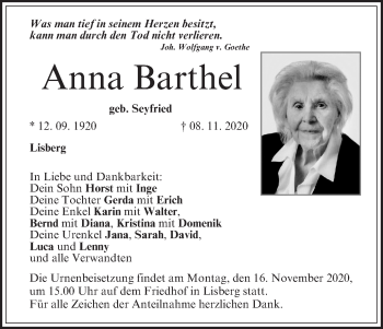 Anzeige von Anna Barthel von MGO