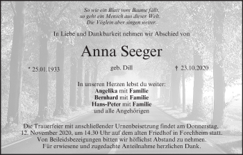 Anzeige von Anna Seeger von MGO