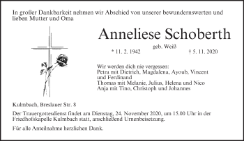 Anzeige von Anneliese Schoberth von MGO