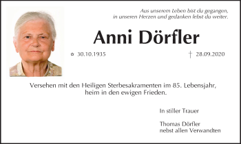 Anzeige von Anni Dörfler von MGO