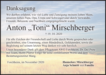 Anzeige von Anton  Mirschberger von MGO