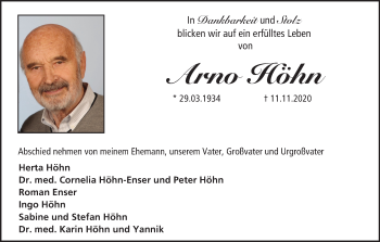 Anzeige von Arno Höhn von MGO