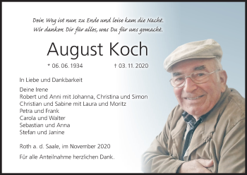 Anzeige von August Koch von MGO