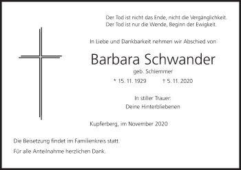 Anzeige von Barbara Schwander von MGO