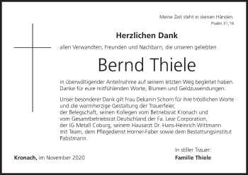 Anzeige von Bernd Thiele von MGO
