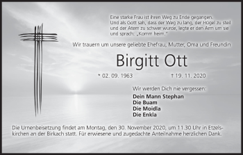 Anzeige von Birgitt Ott von MGO