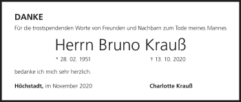 Anzeige von Bruno Krauß von MGO