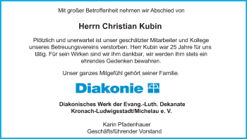 Anzeige von Christian Kubin von MGO